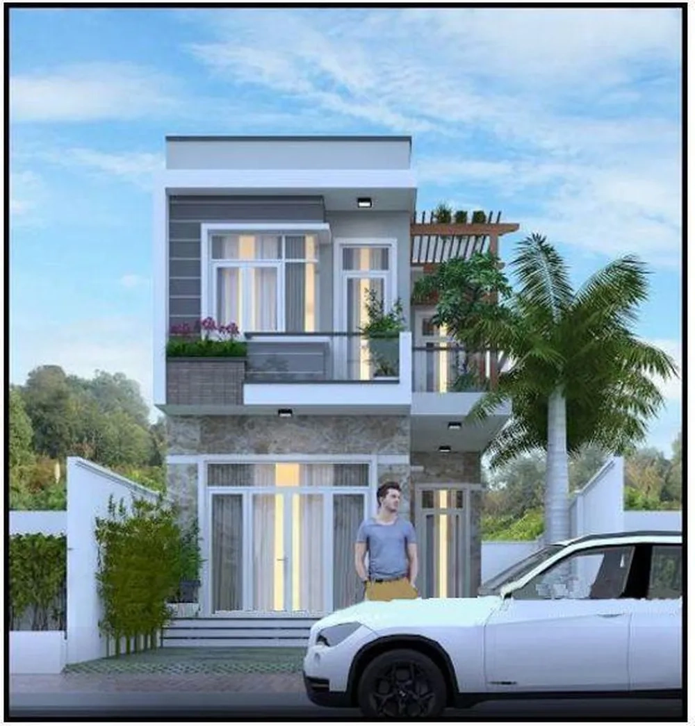 Ngắm nhìn mẫu nhà ống 2 tầng 2 mặt tiền đẹp mái bằng