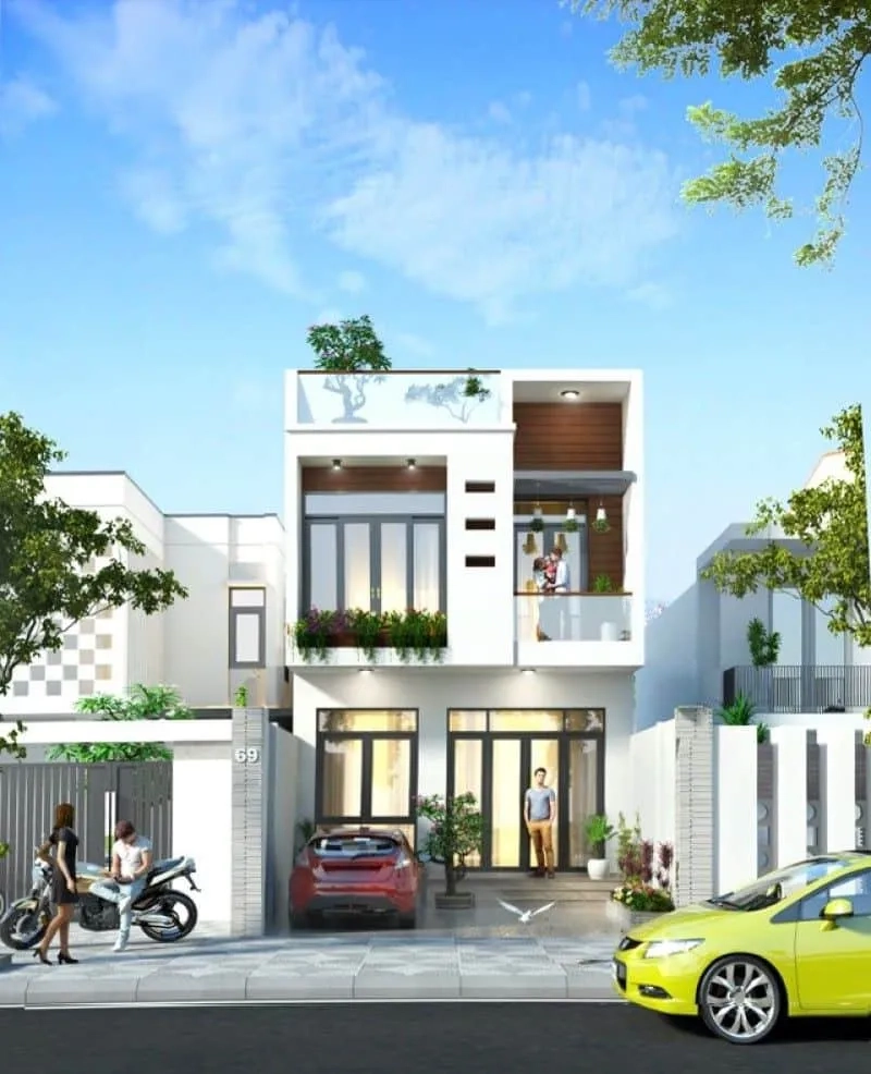 Gợi ý mẫu nhà ống 2 tầng nông thôn 500 triệu mái bằng