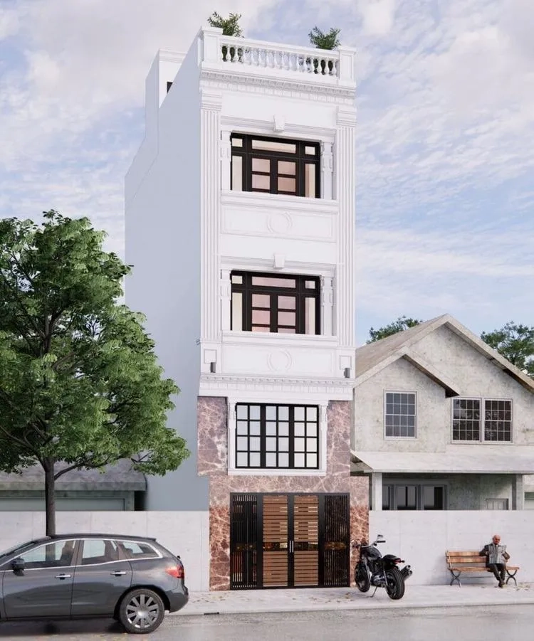 Ấn tượng mẫu nhà ống 2 tầng mặt tiền 5m tiện nghi mẫu nhà ống đẹp