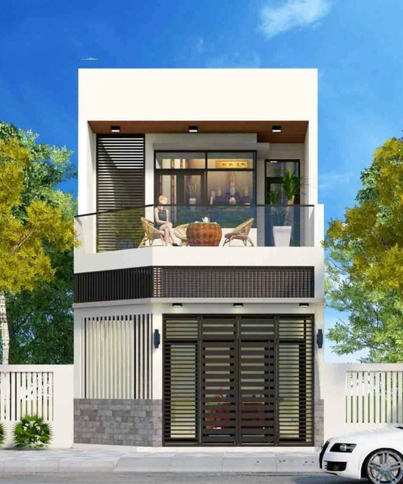 mẫu thiết kế nhà phố 2 mặt tiền phối cảnh mở thoáng mát