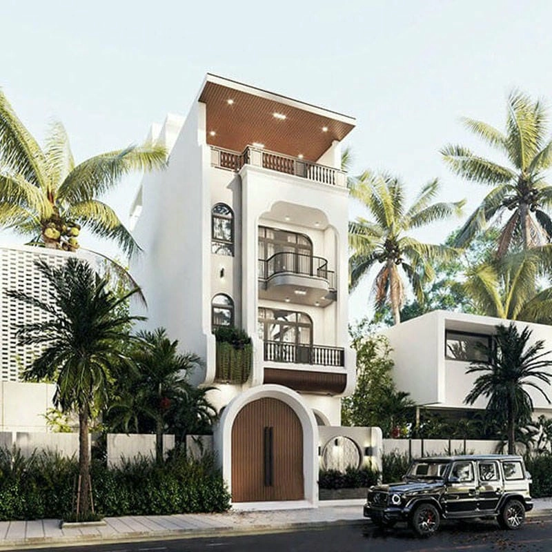 Khám phá mẫu mặt tiền nhà phố 3 tầng hiện đại