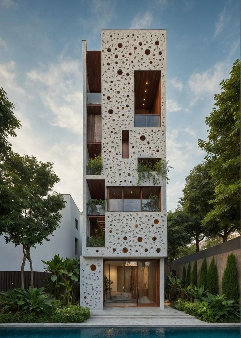 Mẫu nhà ống 5 tầng đẹp nhất với đường nét sắc sảo