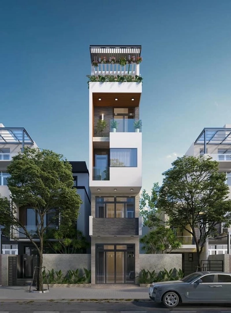 Tham khảo mẫu nhà phố 5 tầng hiện đại tiện nghi