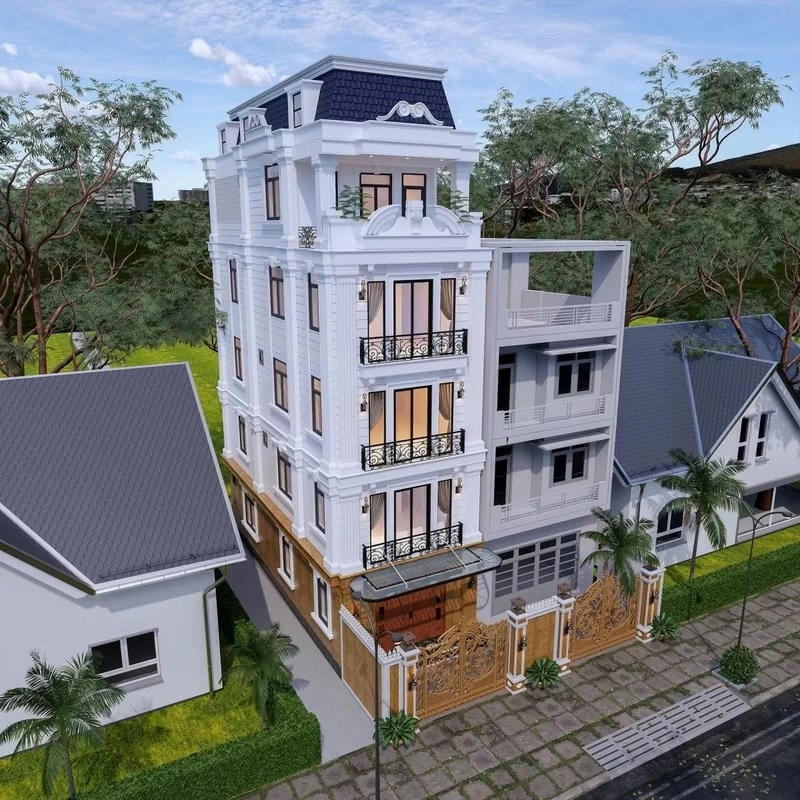 Chiêm ngưỡng mẫu nhà phố tân cổ điển 5 tầng sang trọng