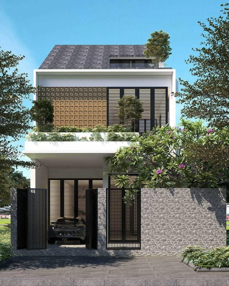 Ngắm nhìn mẫu nhà phố mái bằng hiện đại