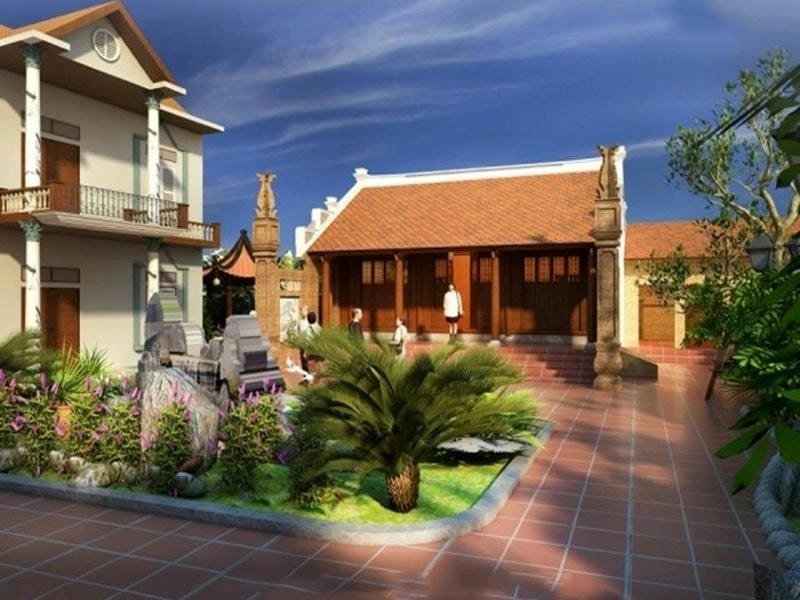 mẫu nhà thờ họ 3 gian đẹp thiết kế ấn tượng hài hòa