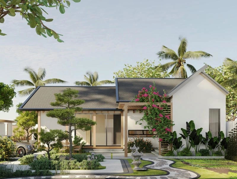 mẫu nhà vườn cấp 4 ở nông thôn thân thiện gần gũi tự nhiên