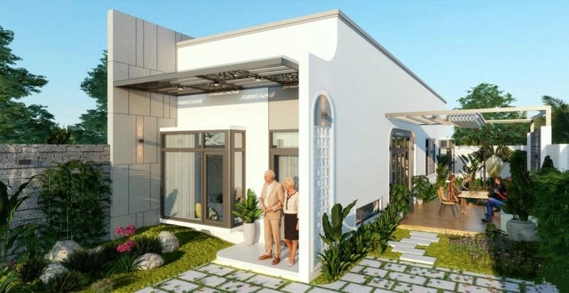 mẫu nhà vườn nhà cấp 4 phong cách địa trung hải độc đáo lạ mắt