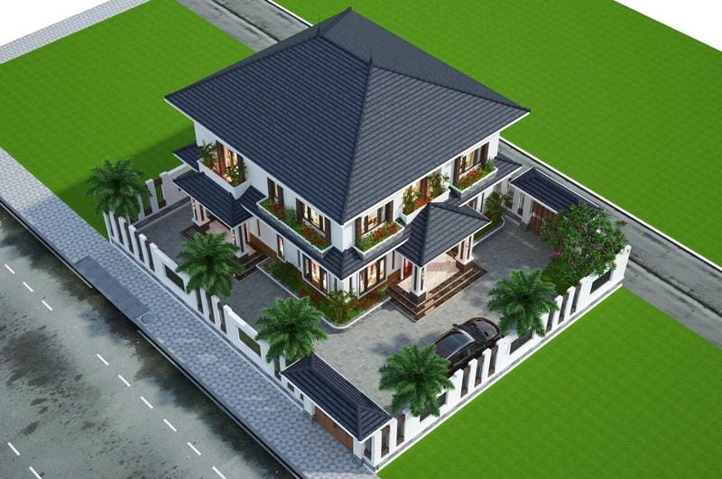 mẫu mặt tiền nhà vuông thiết kế ấn tượng thu hút