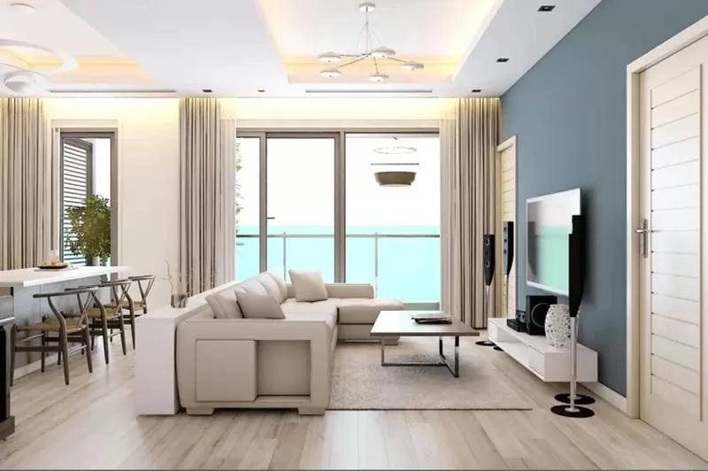 mẫu phòng khách nhà ống 5m đẹp tối ưu không gian hiện đại