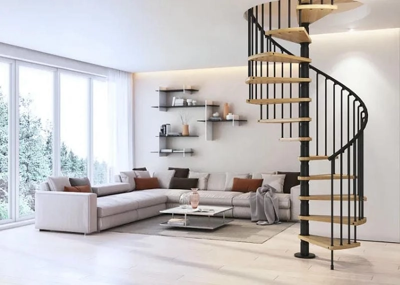 mẫu cầu thang nhà ống 2 tầng thiết kế hiện đại ấn tượng