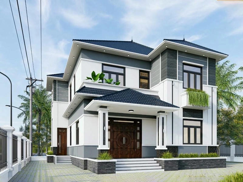 sơn nhà màu ghi sáng phong cách trẻ trung mẫu sơn nhà màu xám