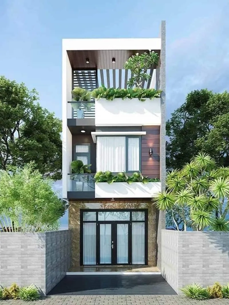 Tham khảo mẫu nhà ống 2 tầng 1 tum 5x20m chuẩn diện tích