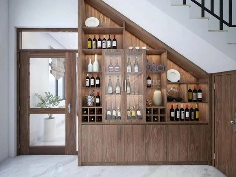 Gợi ý mẫu tủ trang trí gầm cầu thang đẹp hiện đại