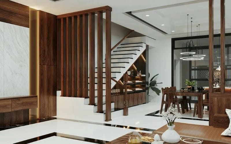 Gợi ý thiết kế từ mẫu vách cầu thang gỗ đẹp
