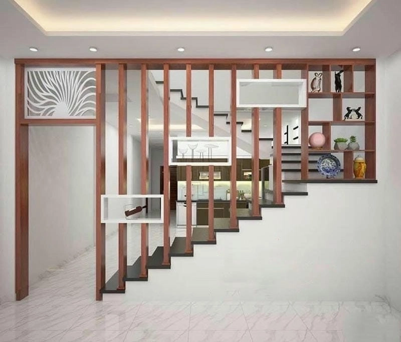 Làm mới nhà bằng mẫu vách gỗ cầu thang
