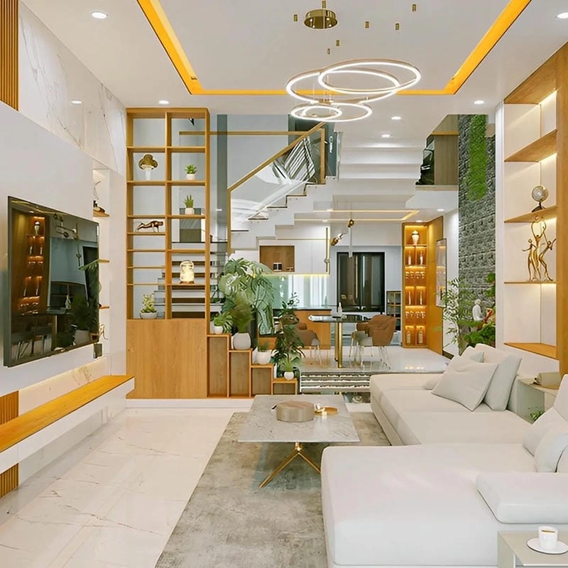 Ấn tượng nhờ nan gỗ trang trí cầu thang