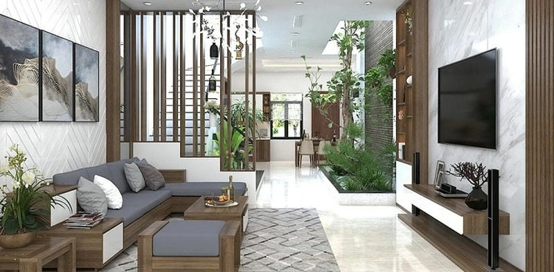 Không gian ấn tượng với mẫu vách cầu thang gỗ