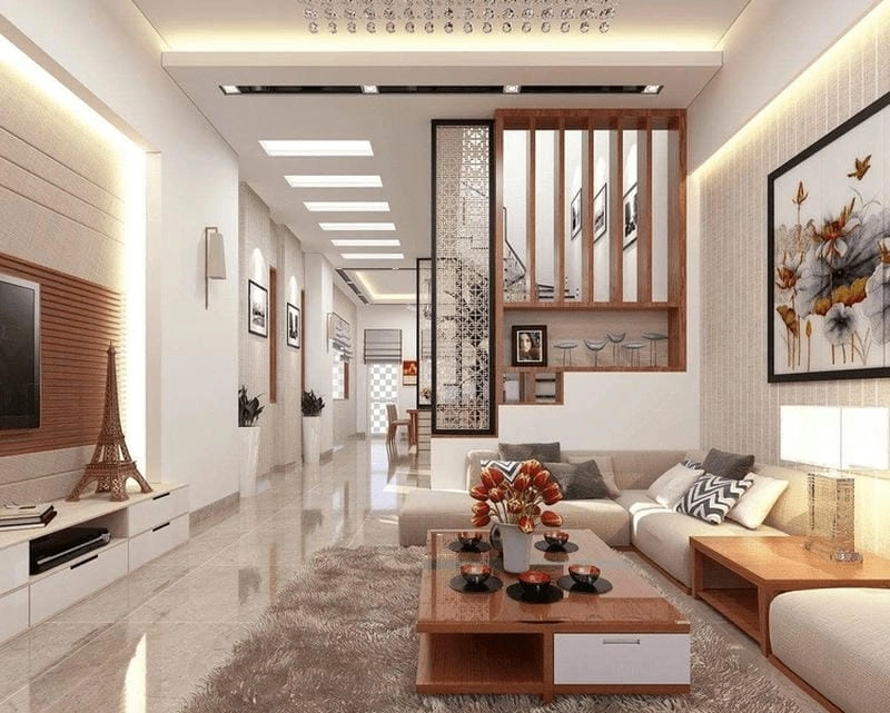 Tách biệt tinh tế với vách gỗ ngăn cầu thang