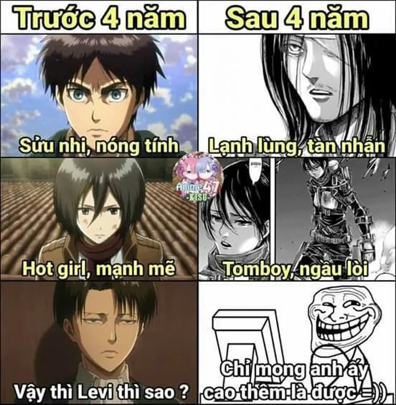 Phản ứng hài hước trong meme Attack on Titan gây cười sảng khoái