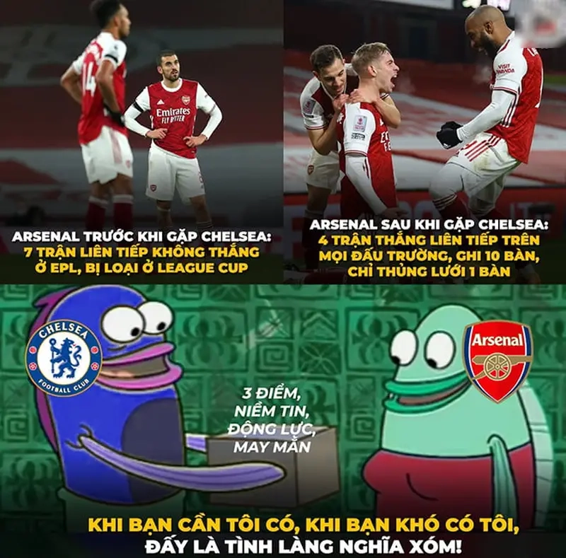 Khoảnh khắc độc đáo trong meme fan Arsenal