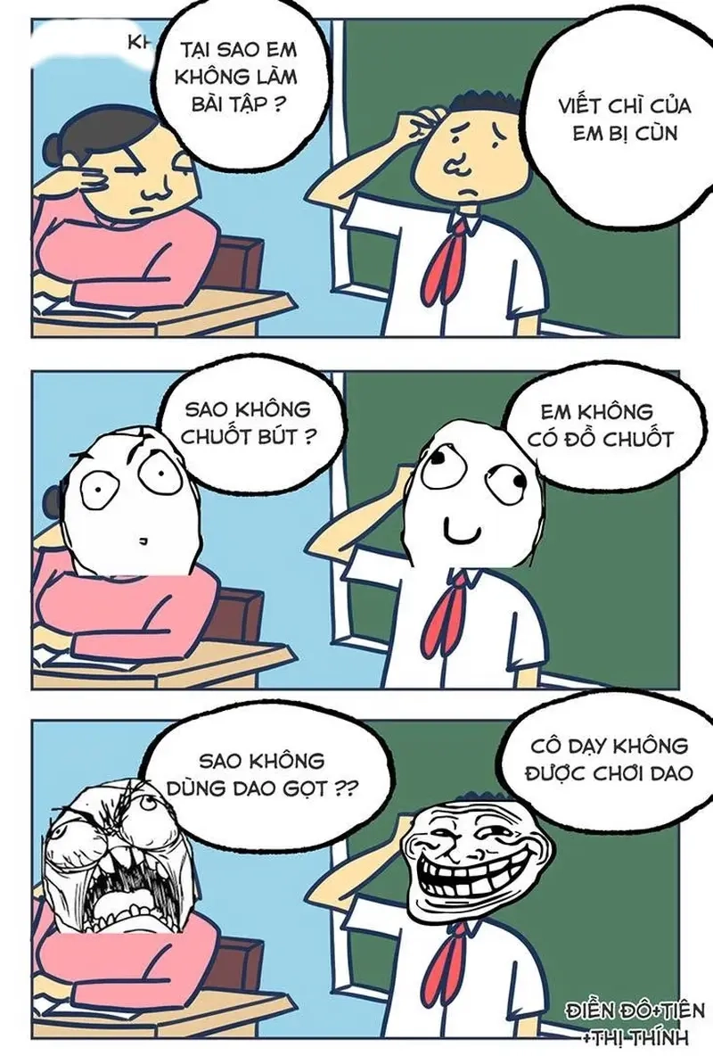 Meme Giáo viên / Giảng viên dí dỏm về meme học sinh không làm bài tập