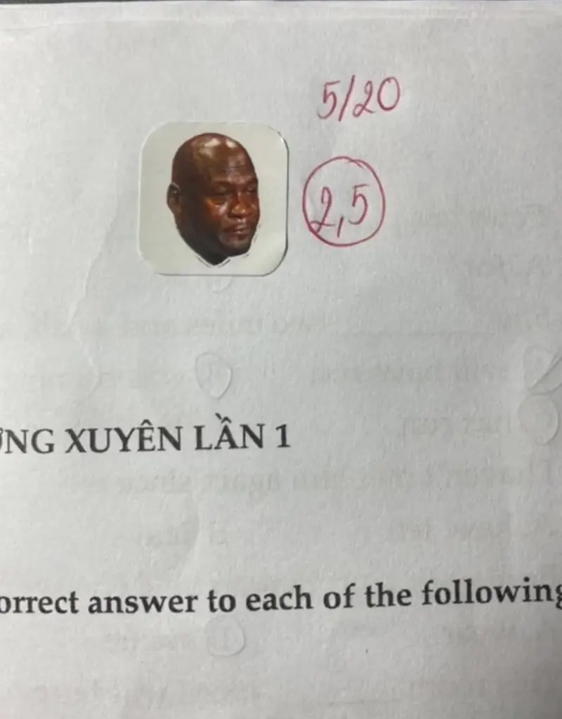 Meme chấm bài thể hiện tâm trạng đặc trưng của dân giảng dạy