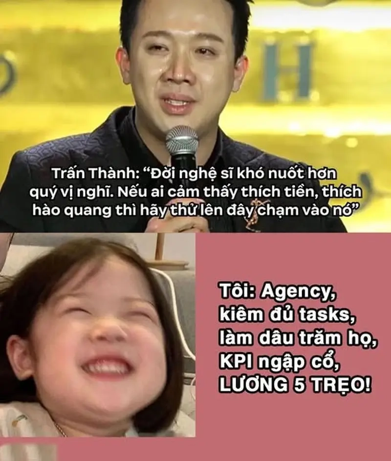 Meme đời nghệ sĩ khó nuốt chân thực meme Trấn Thành