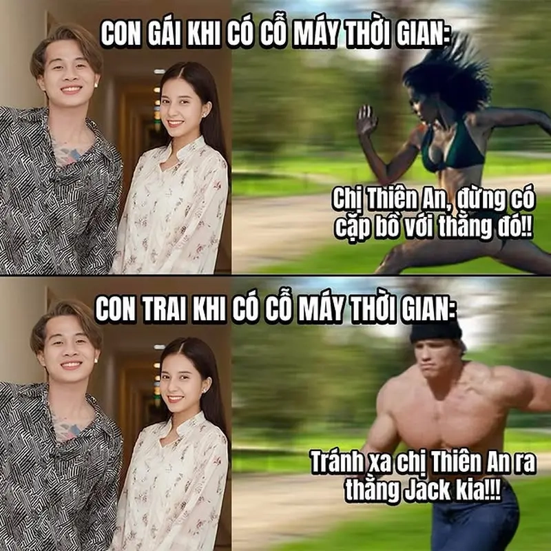 Meme về thời gian thể hiện sự đối lập giữa quá khứ và hiện tại