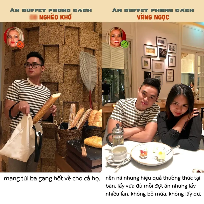 Meme đi ăn buffet tạo nên không khí ăn uống vui nhộn cùng bạn bè