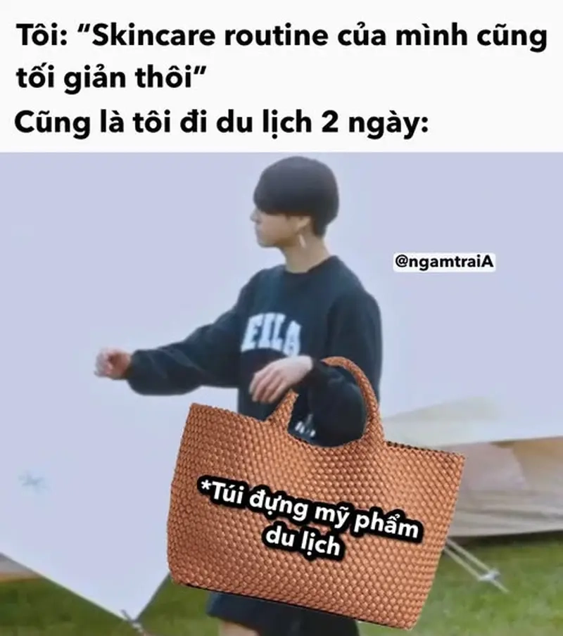 Meme về chăm sóc sắc đẹp khi bạn skincare theo routine 10 bước