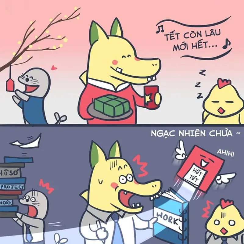Meme đi làm sau Tết giúp giảm stress ngày đầu trở lại văn phòng