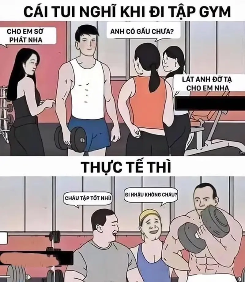 Gặp gỡ bạn bè mới trong meme phòng gym mỗi ngày
