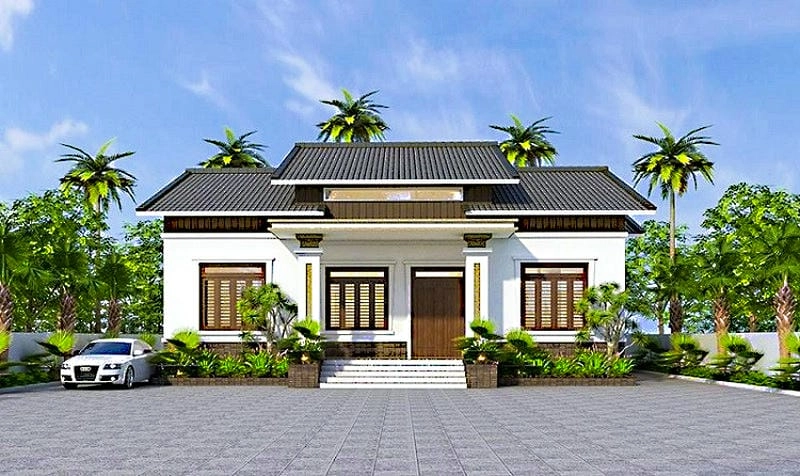 vườn mẫu nhà vườn cấp 4 đẹp cảnh quan hài hòa xanh mát