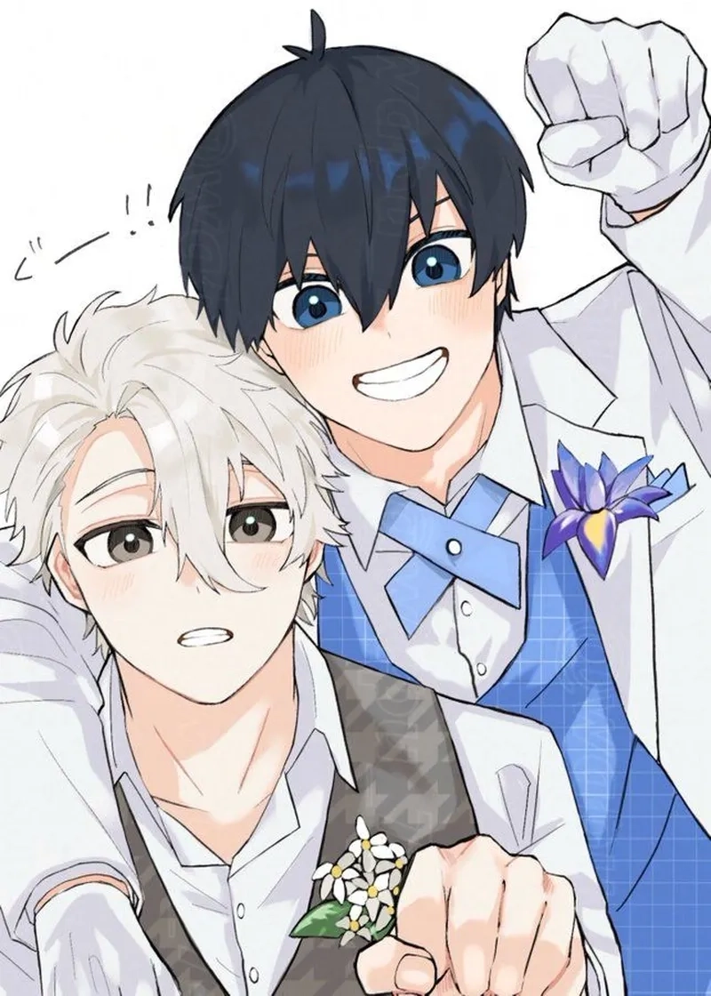 Nagi x Reo chibi đáng yêu với phong cách vẽ dễ thương và hài hước