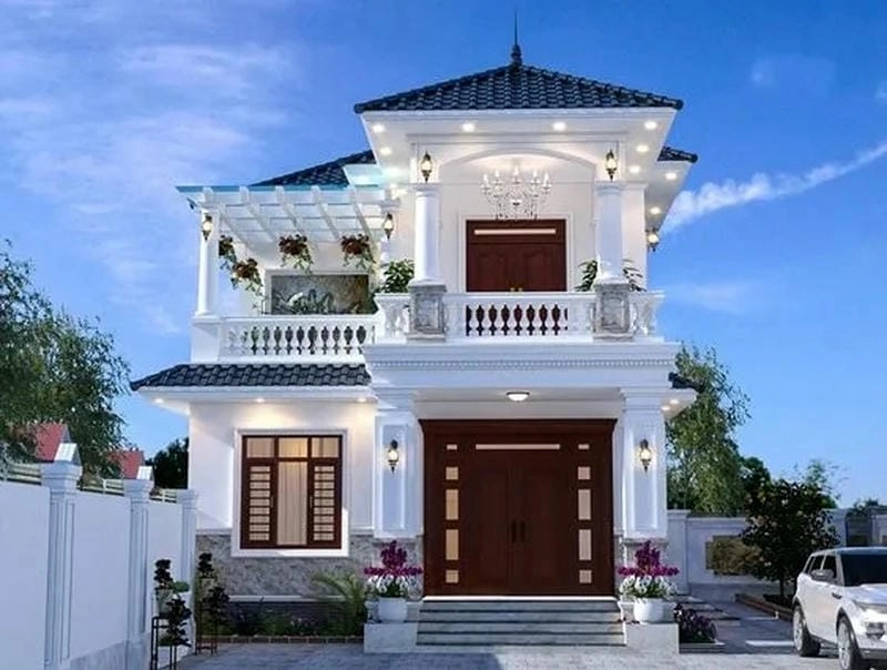 mẫu nhà 1 trệt 1 lầu đẹp 2015 phong cách hài hòa sang trọng