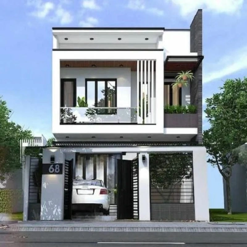 mẫu nhà 1 trệt 1 lầu 2019 kiểu dáng hiện đại tinh tế