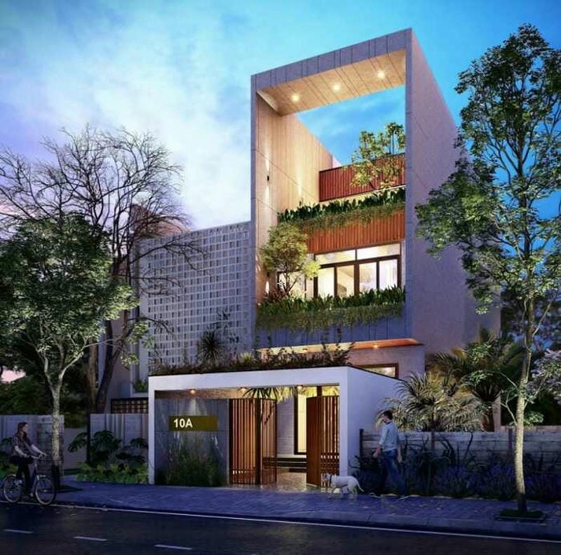 Chọn phối cảnh cho mẫu thiết kế nhà 2 tầng 1 tum đẹp