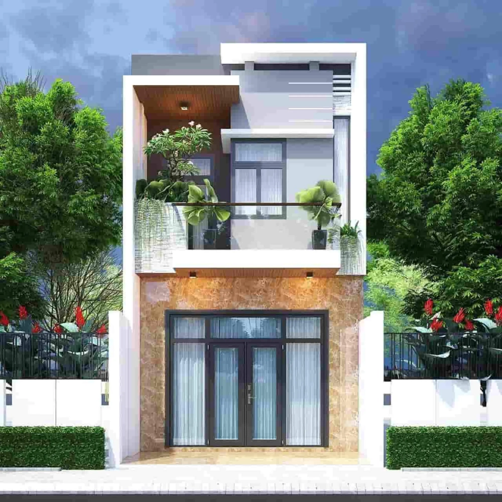 Khám phá mẫu nhà ống 2 tầng tân cổ điển đẹp mái bằng sang