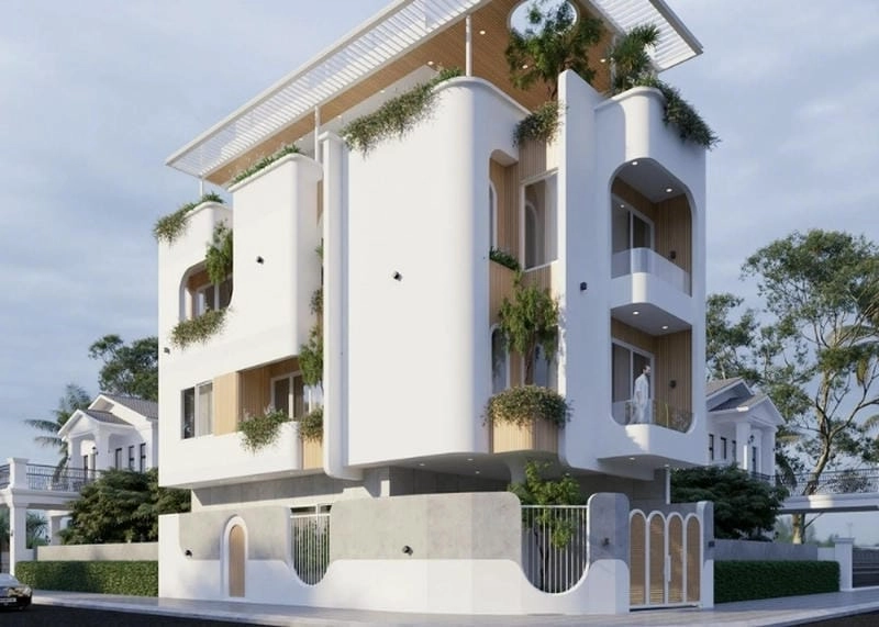 mặt tiền nhà ống đẹp 4 tầng kiến trúc sang trọng tinh tế