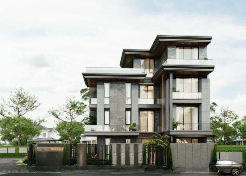 nhà 4 tầng mặt tiền 5m phong cách kiến trúc nhẹ nhàng tinh tế