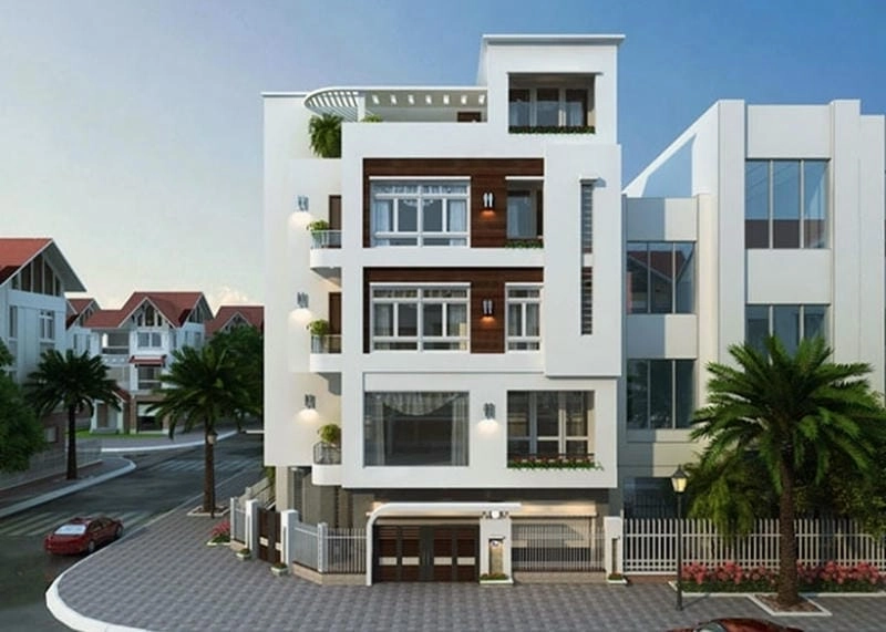 thiết kế nhà mặt tiền 12m sâu 5m đẹp tôn vinh đường nét kiến trúc