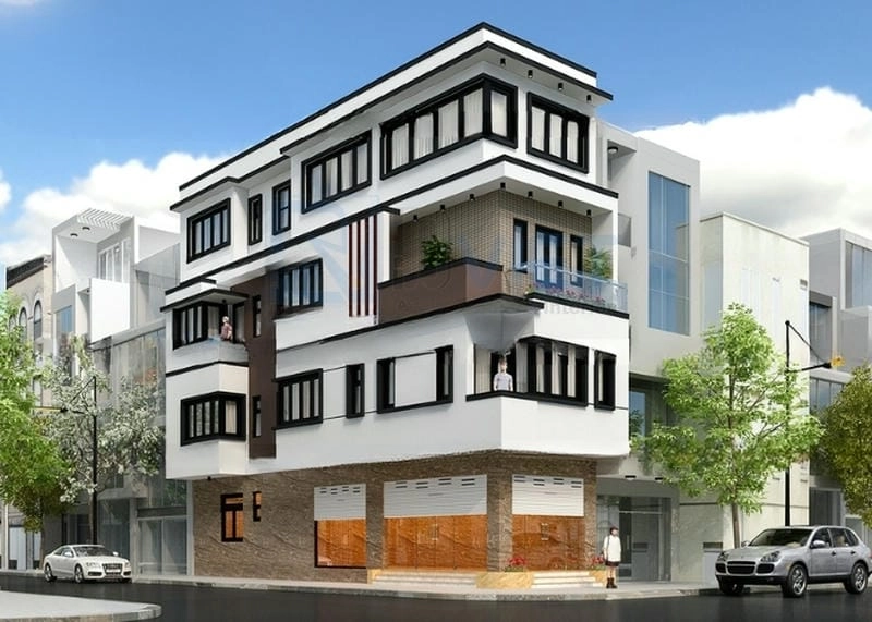 mẫu nhà ống 2 tầng mặt tiền 4 5m trẻ trung phù hợp gia đình trẻ