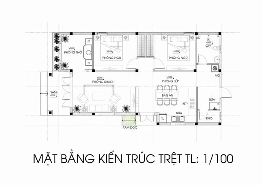Khám phá mẫu nhà cấp 4 2 phòng ngủ giá rẻ thiết kế đẹp mắt