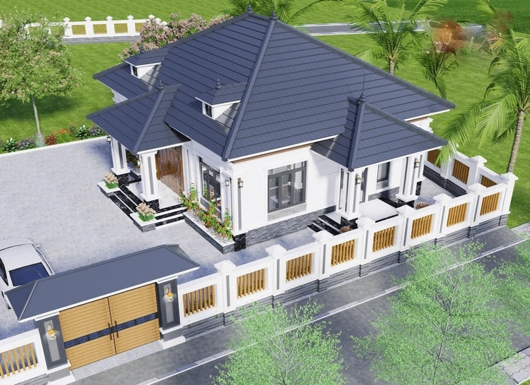 Tham khảo mẫu nhà cấp 4 mái nhật 4 phòng ngủ hiện đại tiện nghi