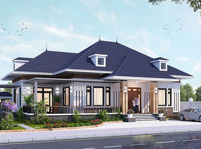 Tham khảo mẫu nhà cấp 4 mái nhất 4 phòng ngủ sang trọng độc đáo