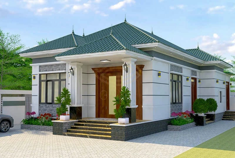 mẫu nhà ngang 4 phòng ngủ thiết kế cân đối hài hòa