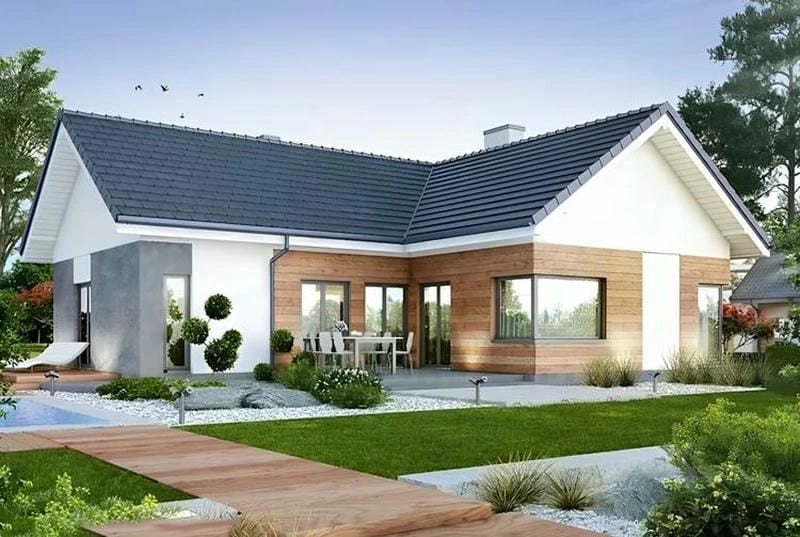 mẫu nhà cấp 4 mái thái hình chữ u đẹp thoáng phù hợp miền quê