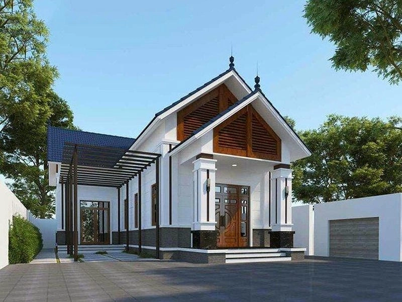 mẫu nhà cấp 4 mái thái chữ l lý tưởng cho gia đình trẻ