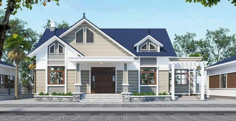 mẫu nhà cấp 4 mái thái 5 phòng ngủ lý tưởng cho đại gia đình